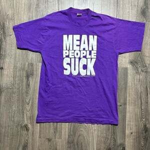 Vintage 1992 Fruit of the Loom Mean People Suck T-Shirt